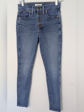 Madewell Blue Denim 10" High Rise Skinny Crop Jeans w/Button Fly Sz 27 EUC